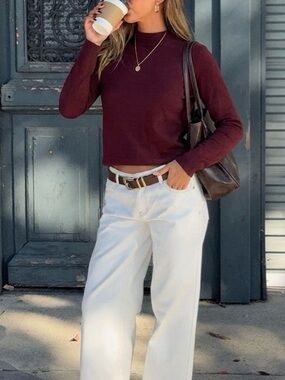 Burgundy Long Sleeve Crewneck Top